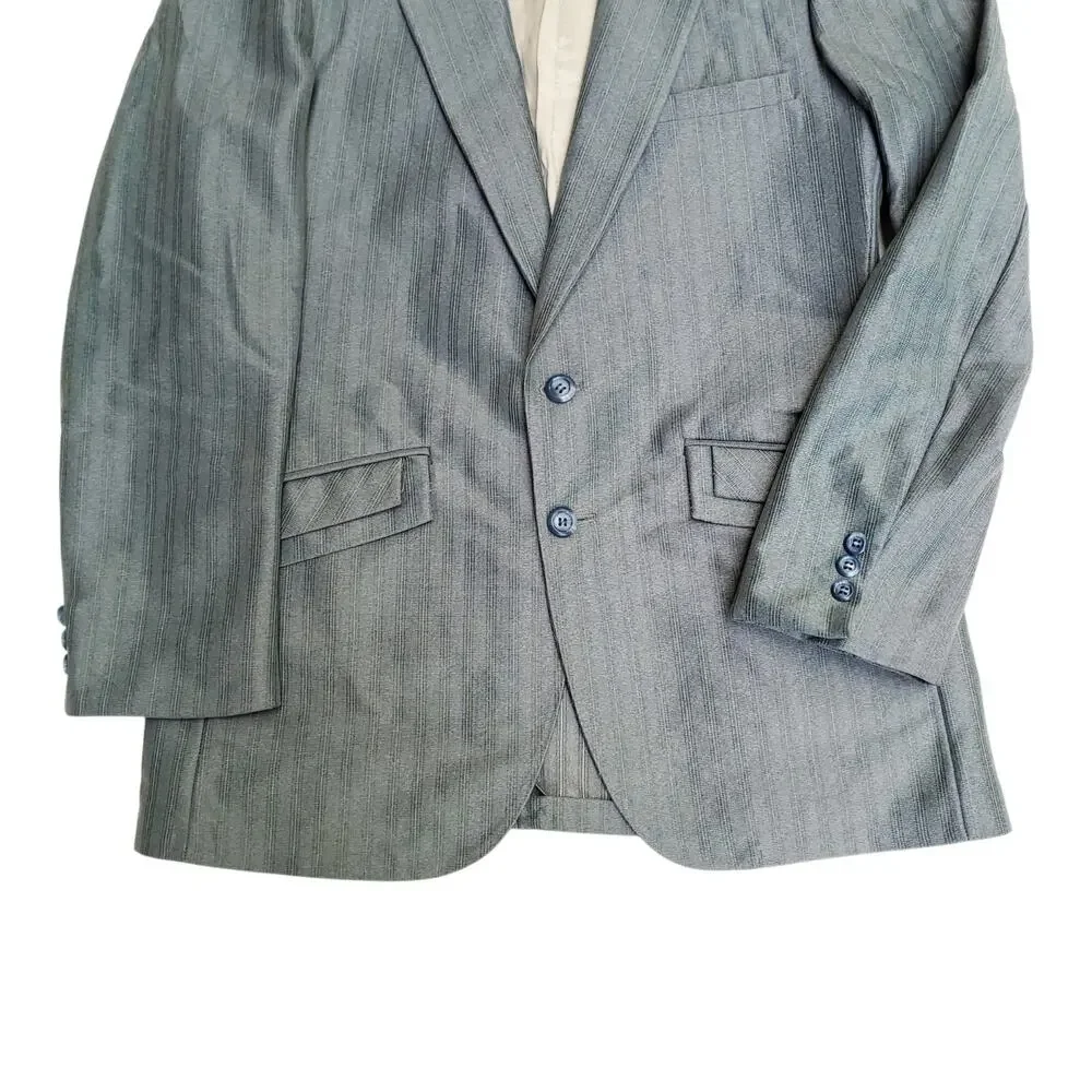 VTG Montgomery Ward 70s Retro Blue Green Leisure Suit Jacket Sport Coat 42x30